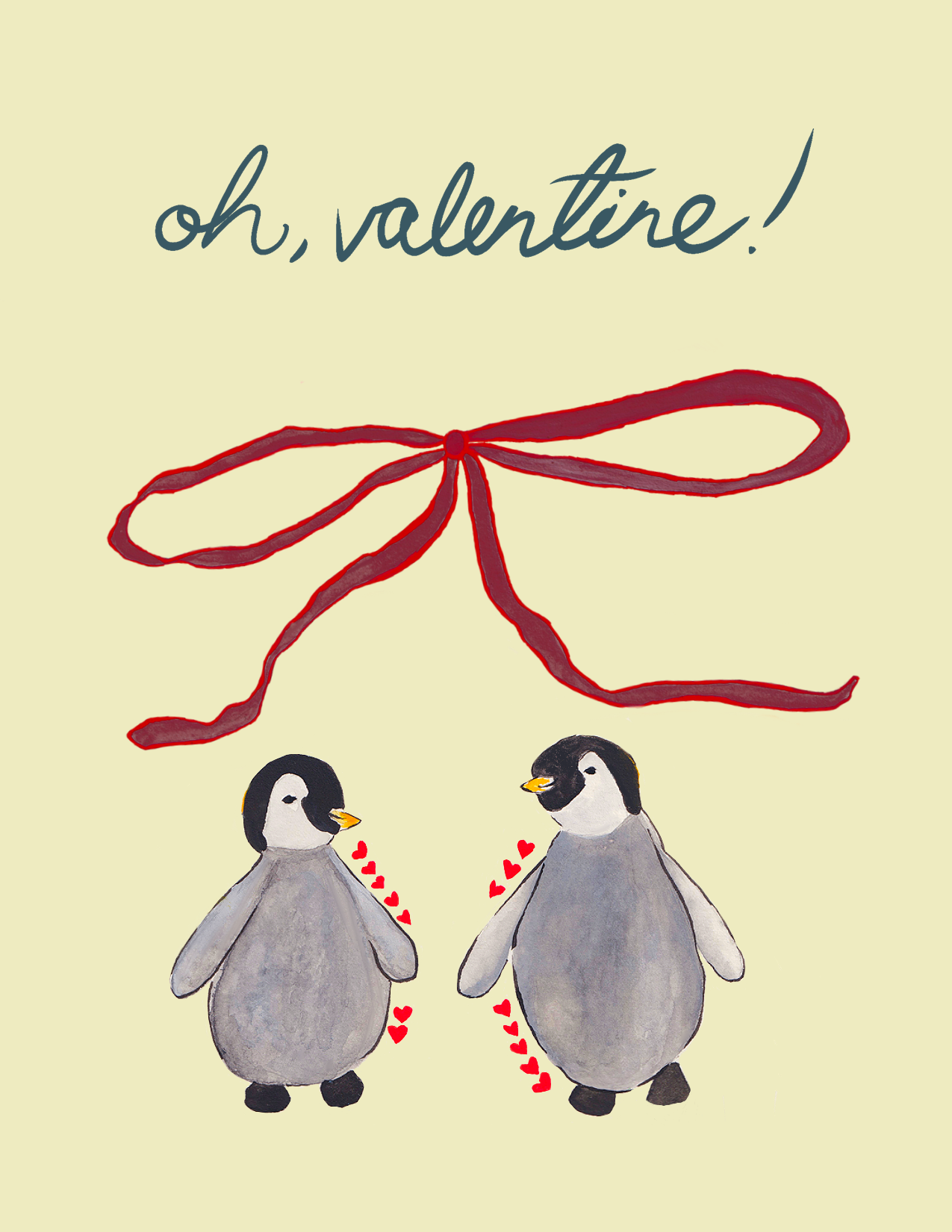 Oh, Valentine! Greeting Card (Penguins)