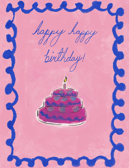 Happy Happy Birthday Greeting Card (Blush Pink)