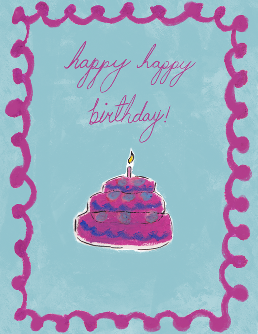 Happy Happy Birthday Greeting Card (Periwinkle Blue)