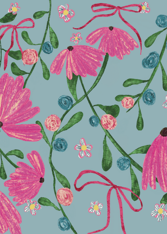 Bows & Pink Daisies Print