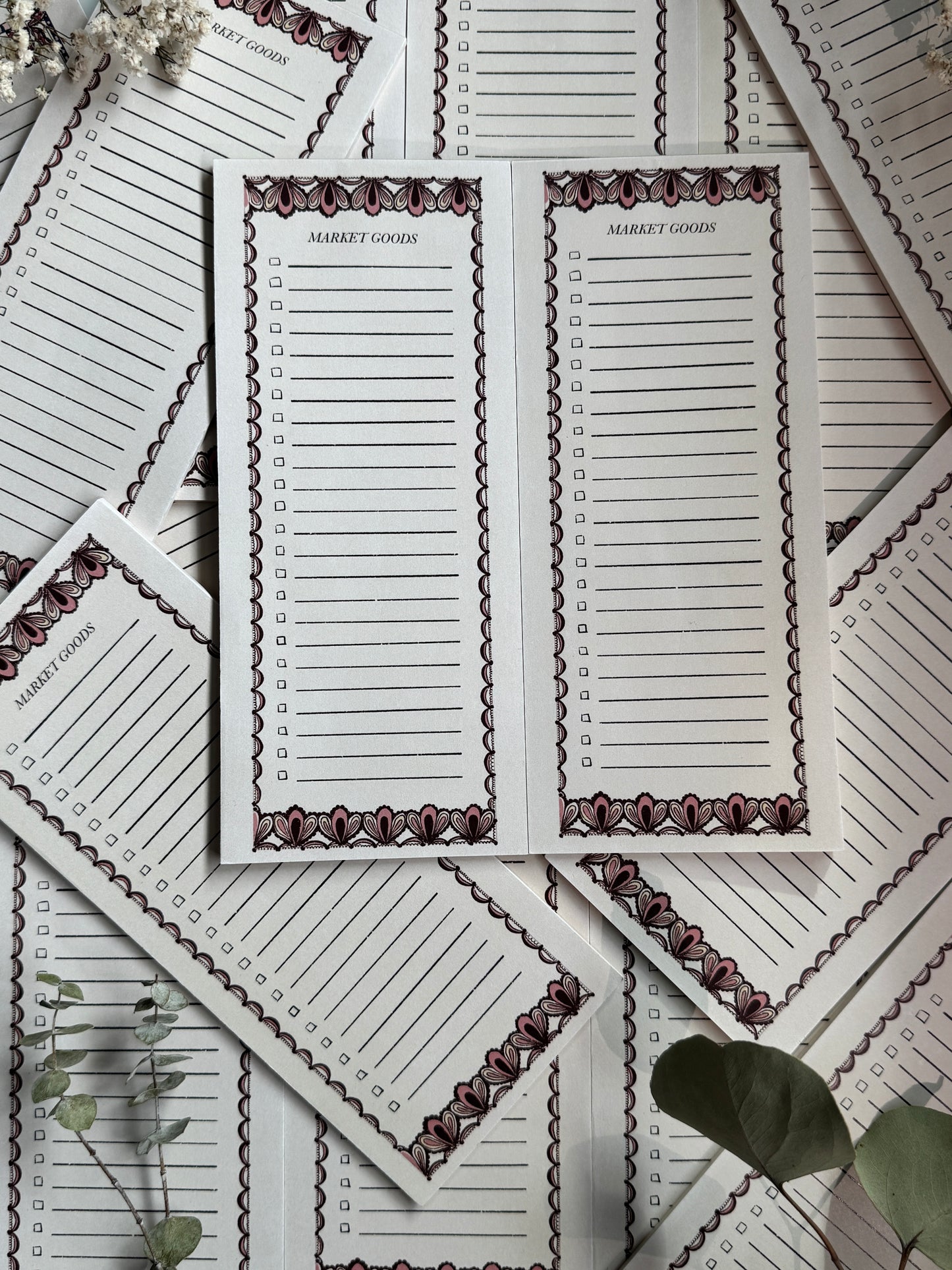 Vintage Lace Market Goods Notepad