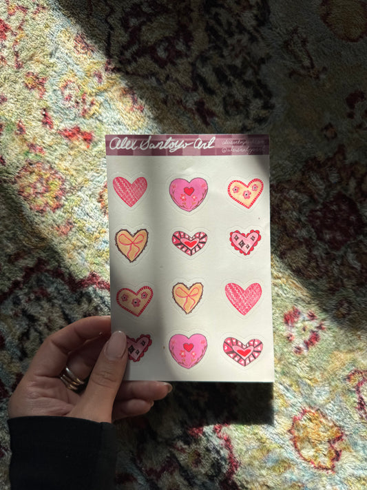 Valentine Hearts Sticker Sheet