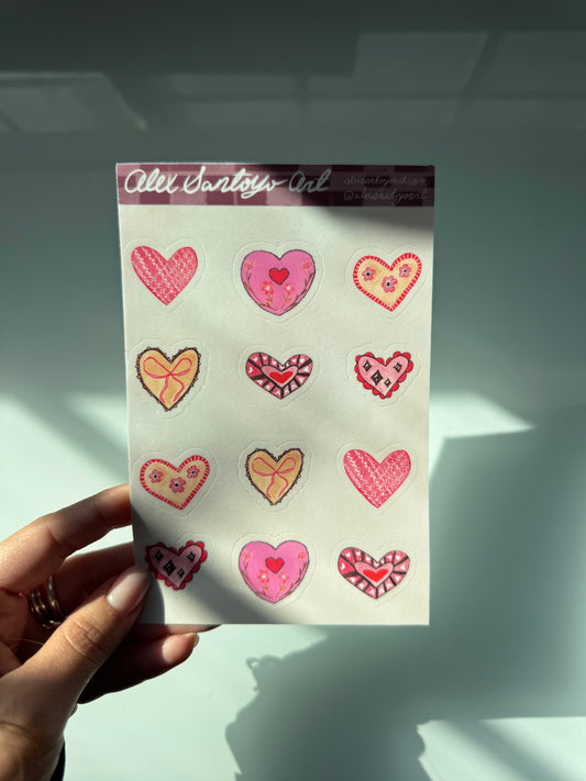 Valentine Hearts Sticker Sheet