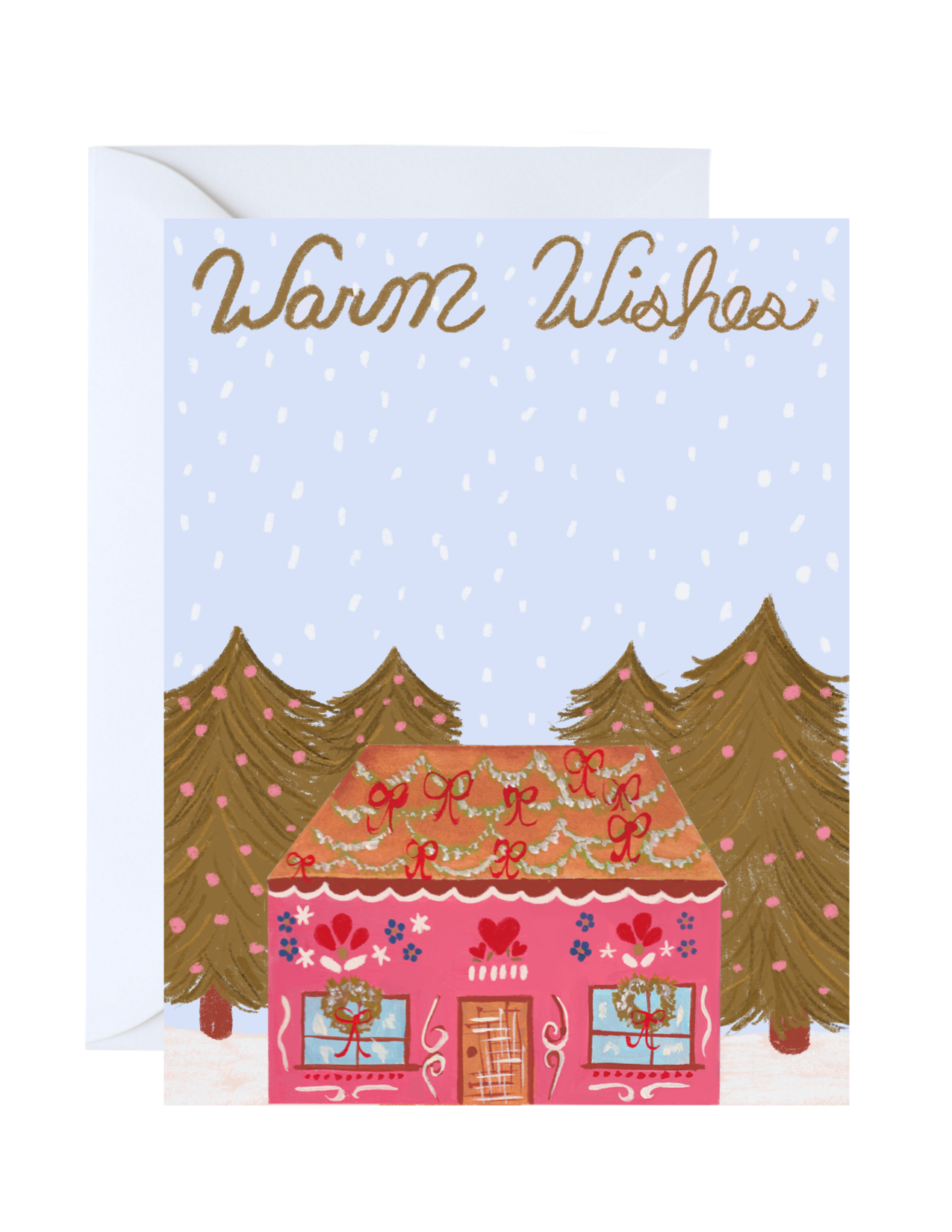 Pink Cottage - Holiday Greeting Card