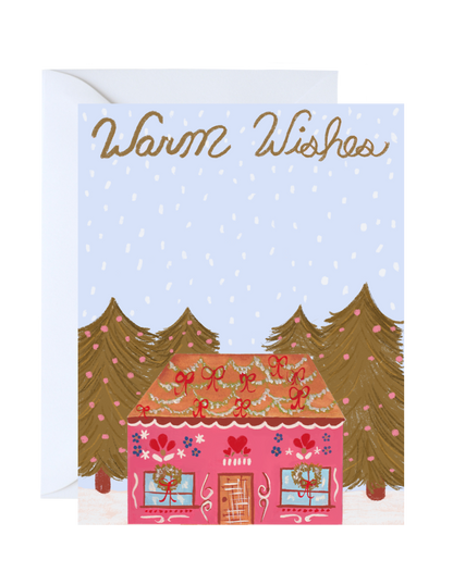 Pink Cottage - Holiday Greeting Card