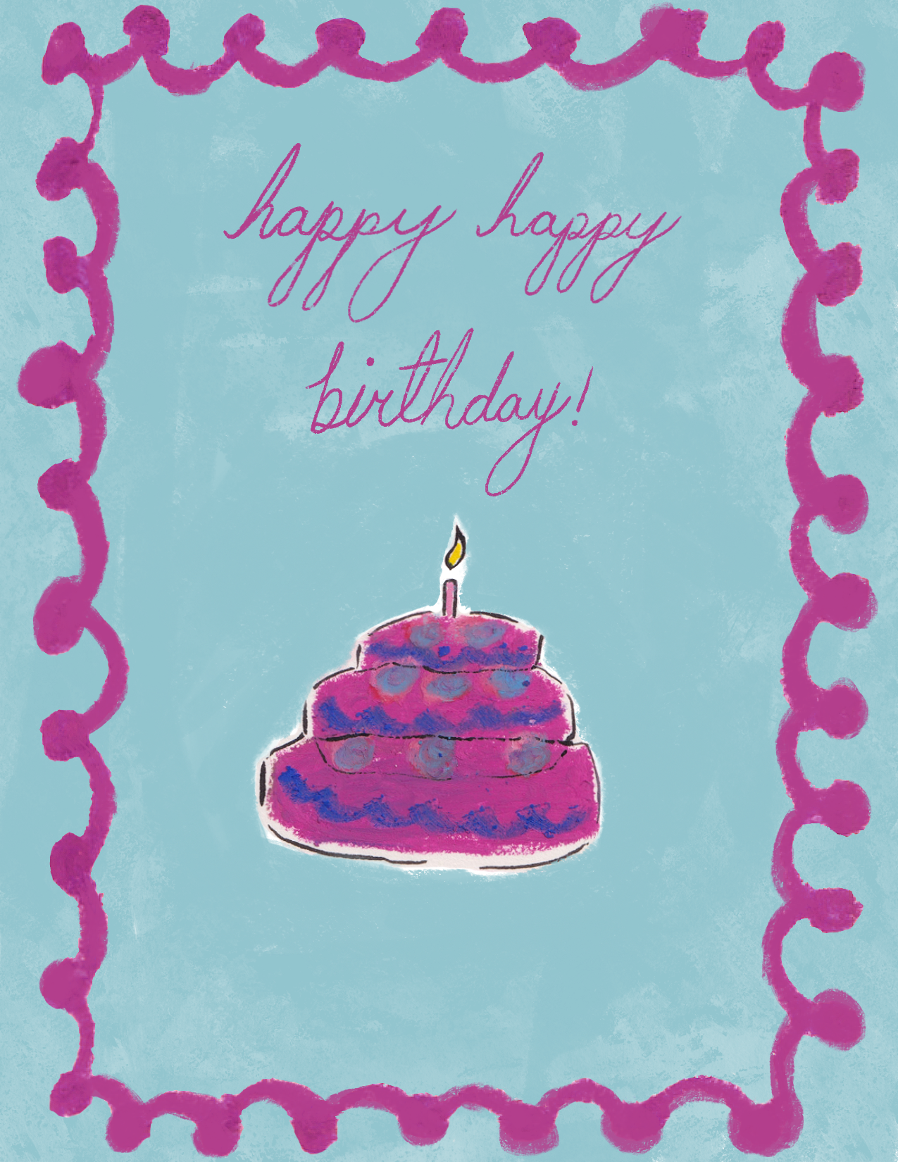 Happy Happy Birthday Greeting Card (Periwinkle Blue)