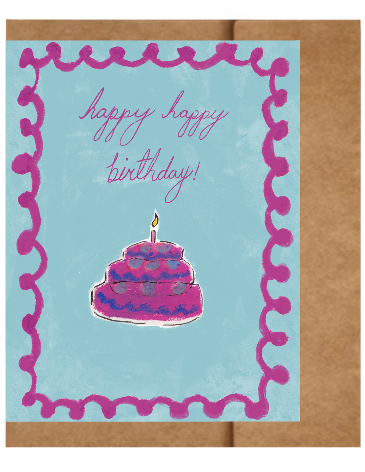 Happy Happy Birthday Greeting Card (Periwinkle Blue)