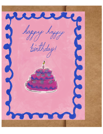 Happy Happy Birthday Greeting Card (Blush Pink)