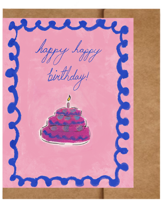 Happy Happy Birthday Greeting Card (Blush Pink)
