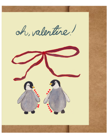 Oh, Valentine! Greeting Card (Penguins)