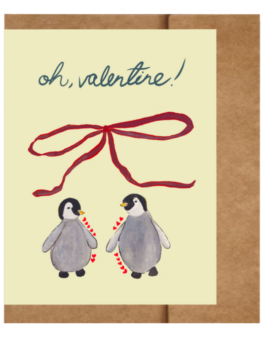 Oh, Valentine! Greeting Card (Penguins)